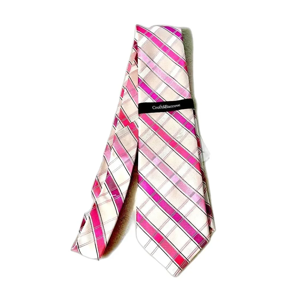 Croft & Barrow Pink Neon Plaid Men's Tie